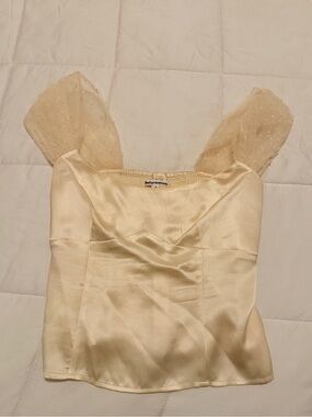 Reformation Cream Bridget silk Top size 4, tailored to fit size 2